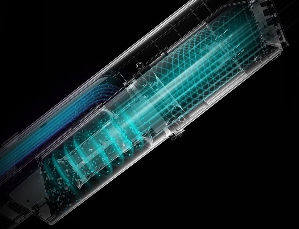 мощный двигатель генерирует силу засасывания на уровне 14000 Ра