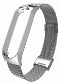 Ремешок сетчатый металлический с застежкой для Mi Band 5, серебристый - фото