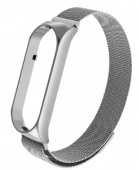 Ремешок сетчатый металлический на магните для Mi Band 5, серебристый - фото