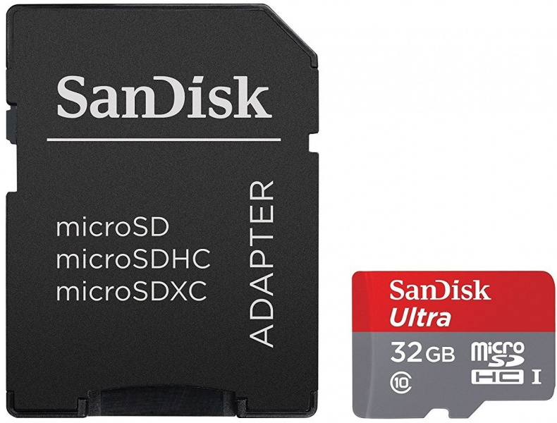 Карта памяти SanDisk Ultra microSDHC 32GB Class10 UHS-I (48Mb/s) + ADP фото 1